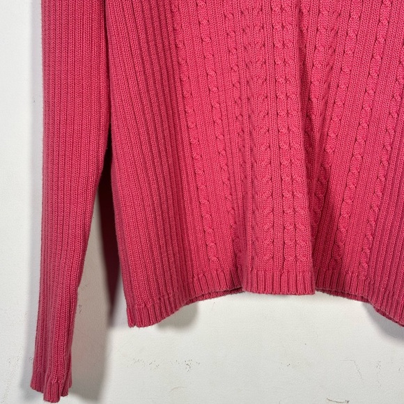 Marsh Landing by Amanda Smith Pink rose coral Cable Knit Crew Neck Sweater L‎ - Picture 13 of 14
